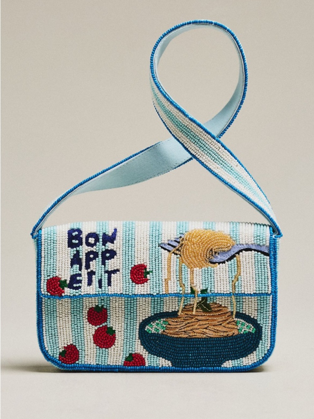 NWT Anthropologie Fiona Beaded Bag: Food & Drink Edition Bon Appetit